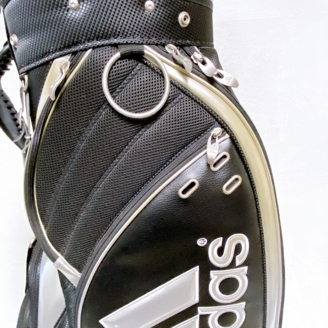 adidas アディダス　キャディバッグ　ブラック　黒　9型　ネームプレート付き