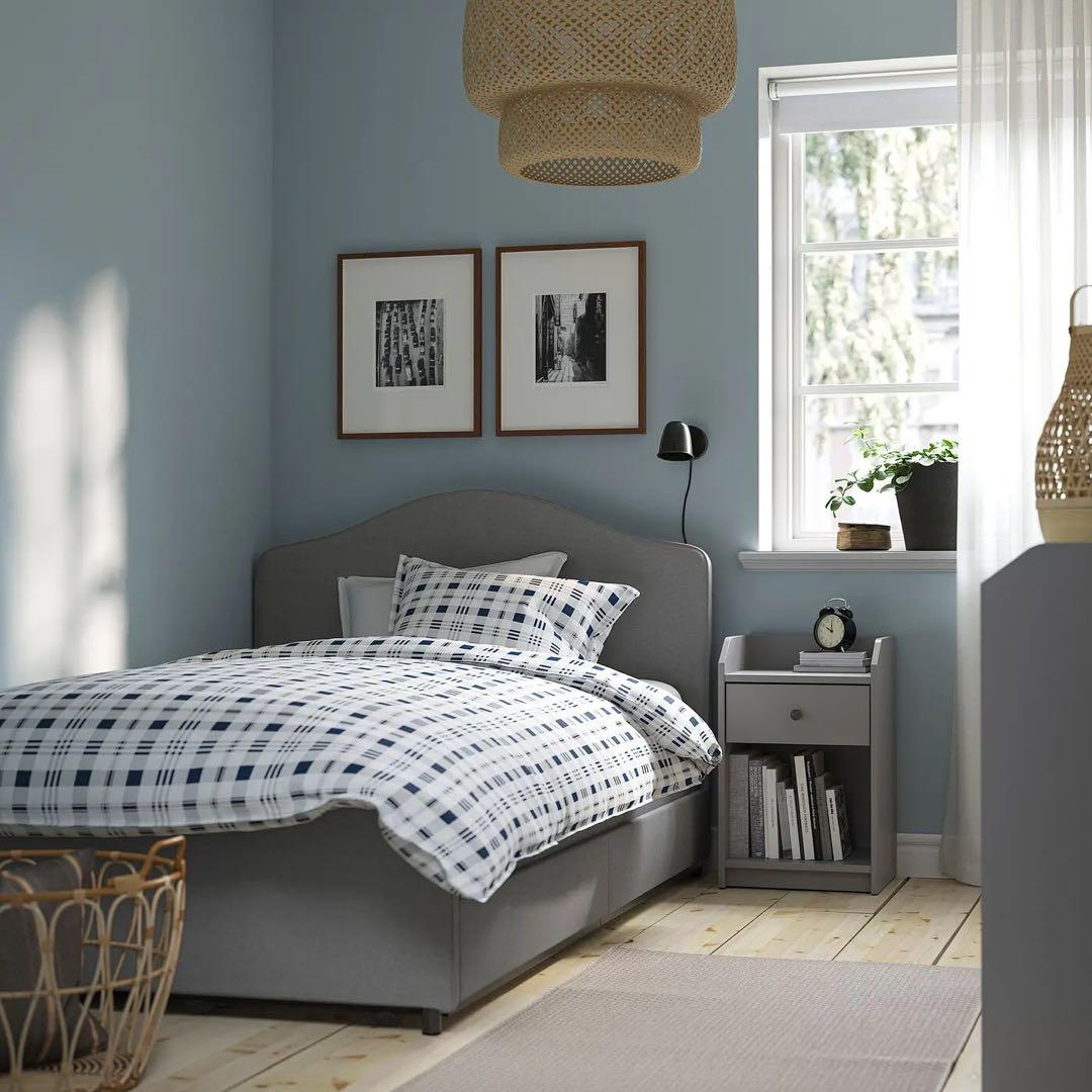 IKEA HAUGA ベッドフレーム セミダブル 引き出し付き　廃盤品　引取OK