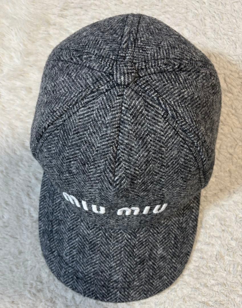 ミュウミュウ 5HC179 ロゴ キャップ S57cm グレー