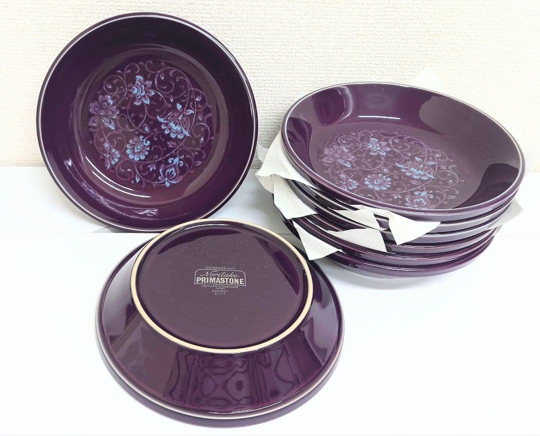 ノリタケ PRIMASTONE 紫色 花柄 食器セット 7点
