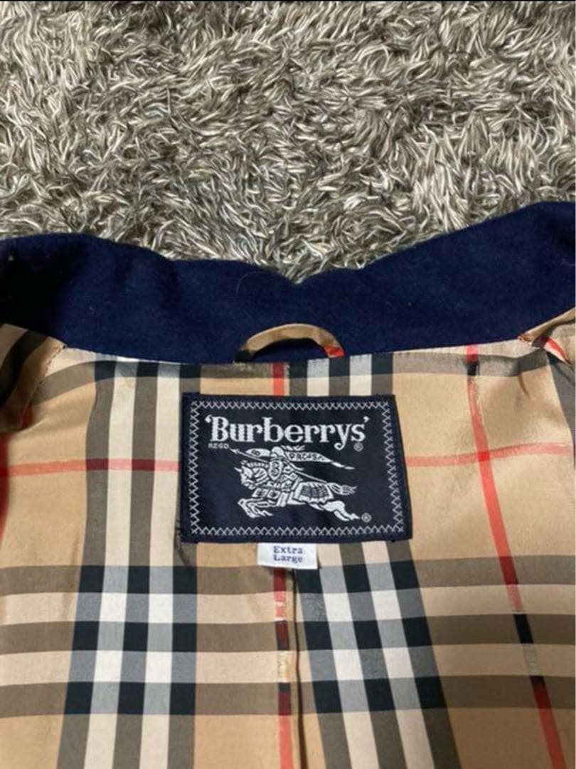 Burberry ガウンコートネイビー チェック柄裏地