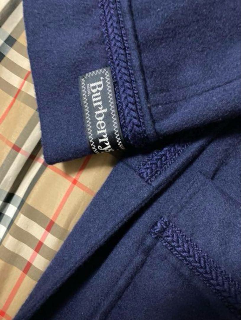 Burberry ガウンコートネイビー チェック柄裏地