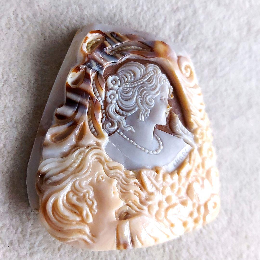 少女と小鳥　シェル　カメオ　ルース