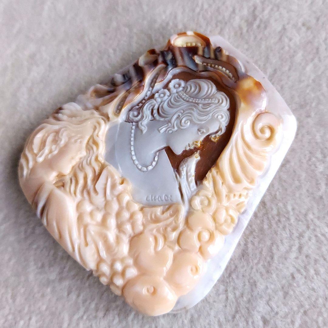 少女と小鳥　シェル　カメオ　ルース