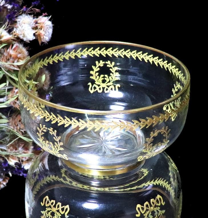 オールド・バカラ 1900年頃 金彩 大型鉢 ゴールド アンティーク ボウル