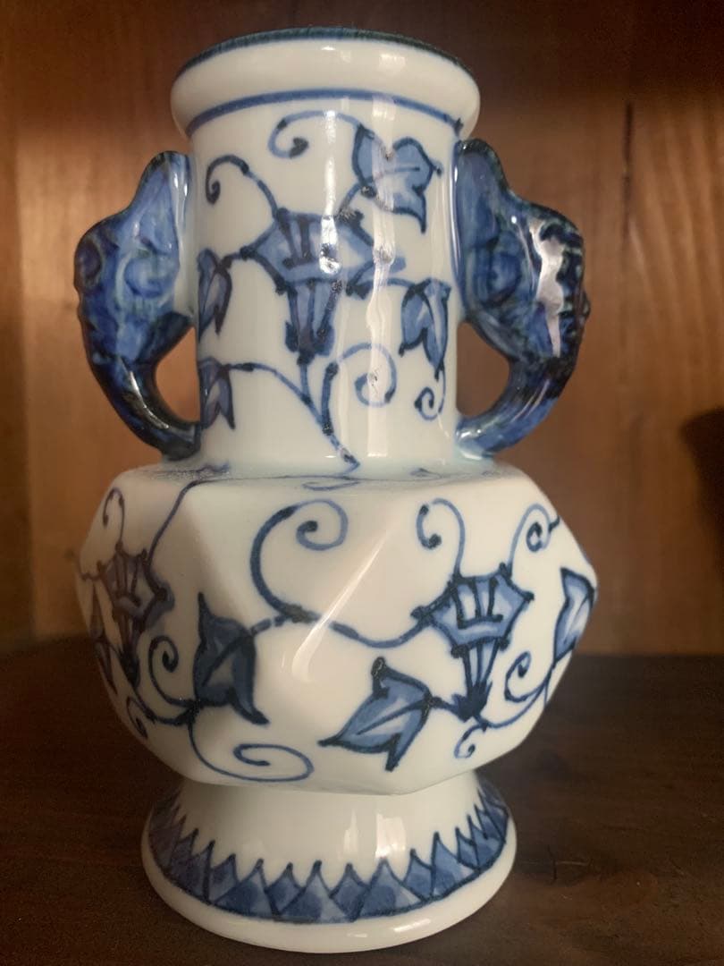 未使用　瀬戸焼　椿窯　花瓶　作品名「故宮の春」