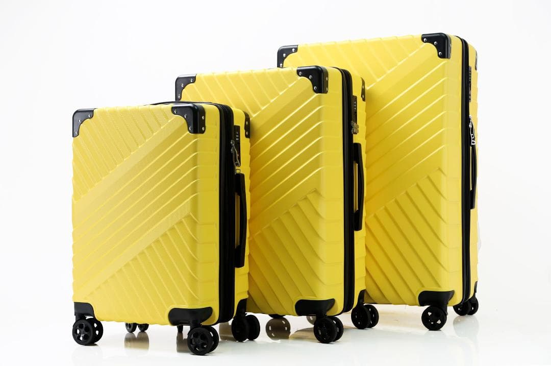 軽量Lサイズ　静音8輪　キャリーバッグ　スーツケース　キャリーケース イエロー