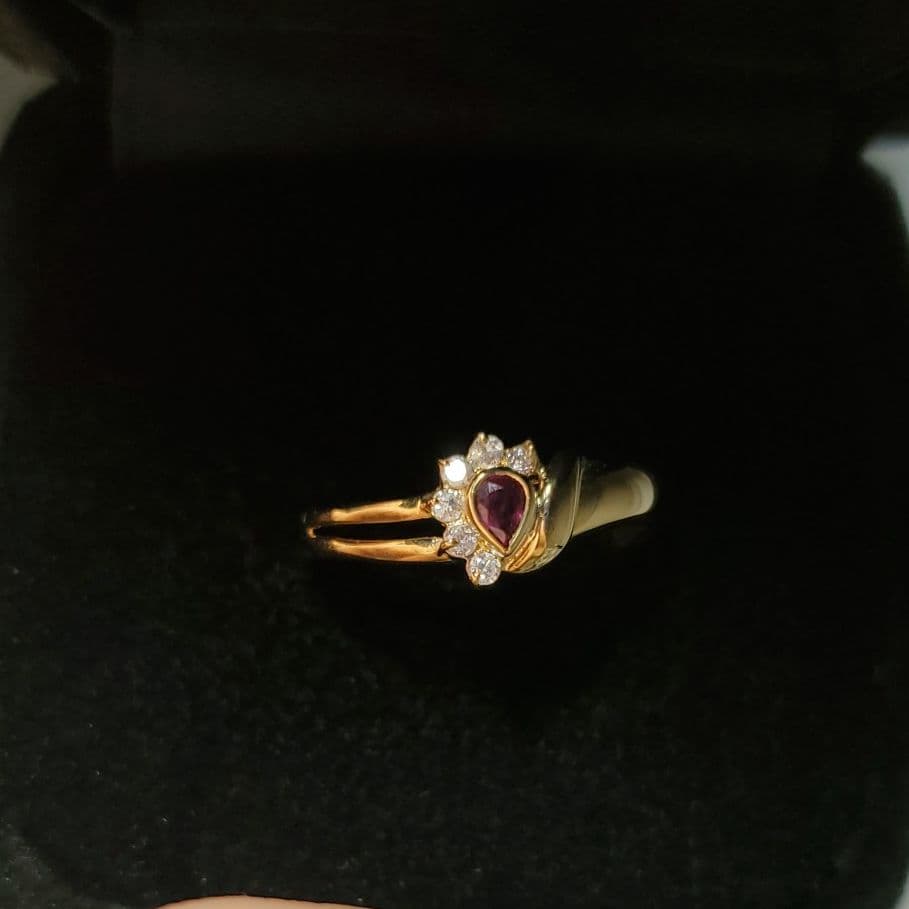 天然ルビー天然ダイヤモンド K18デザイナーリング