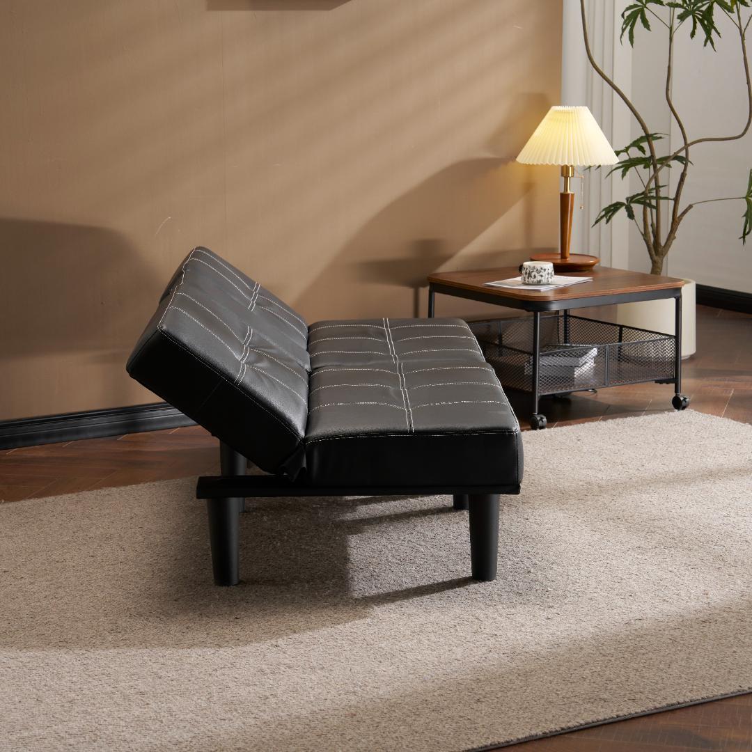 超人気！ソファベッド ソファ ベッド カップホルダー付き 組立て簡単 BLACK