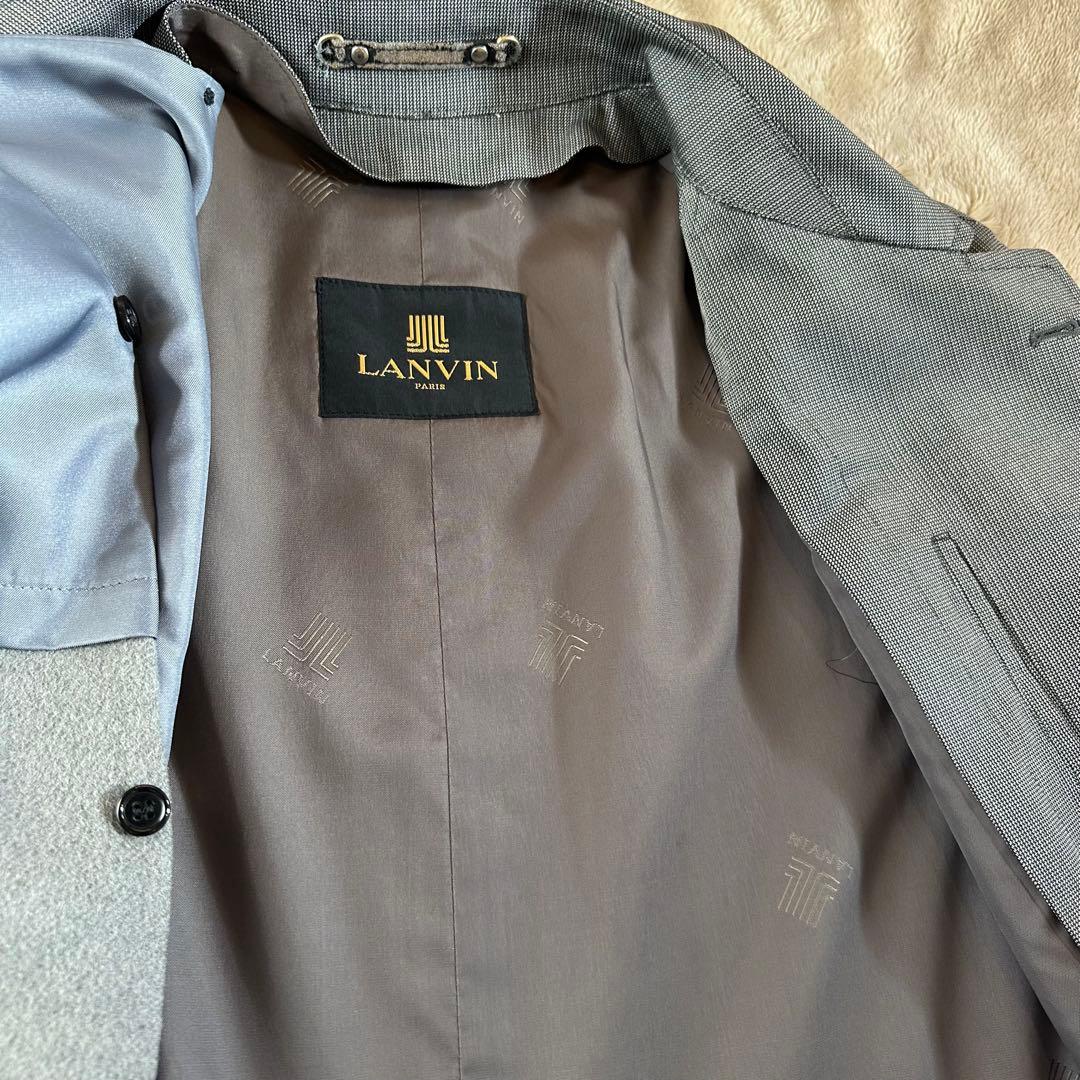 【美品】ライナー付き　LANVIN ステンカラーコート グレー　L カシミヤ混