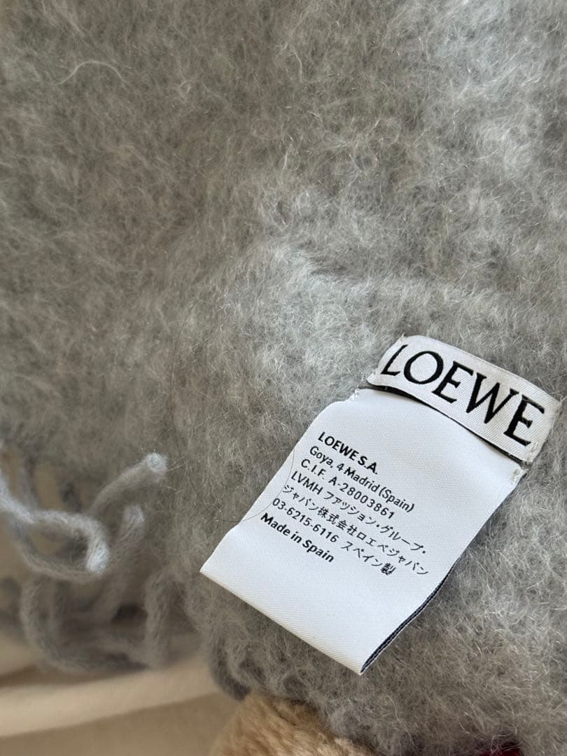 LOEWE グレー マフラー モヘア混紡