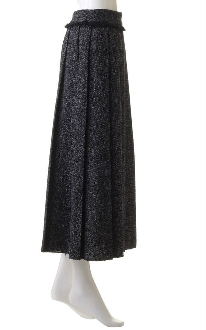 ebure エブール フリンジツイードスカート ネイビー38