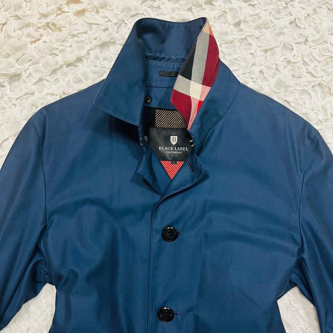 ブラックレーベルクレストブリッジ ノバチェック トレンチコート L紺ステンカラー