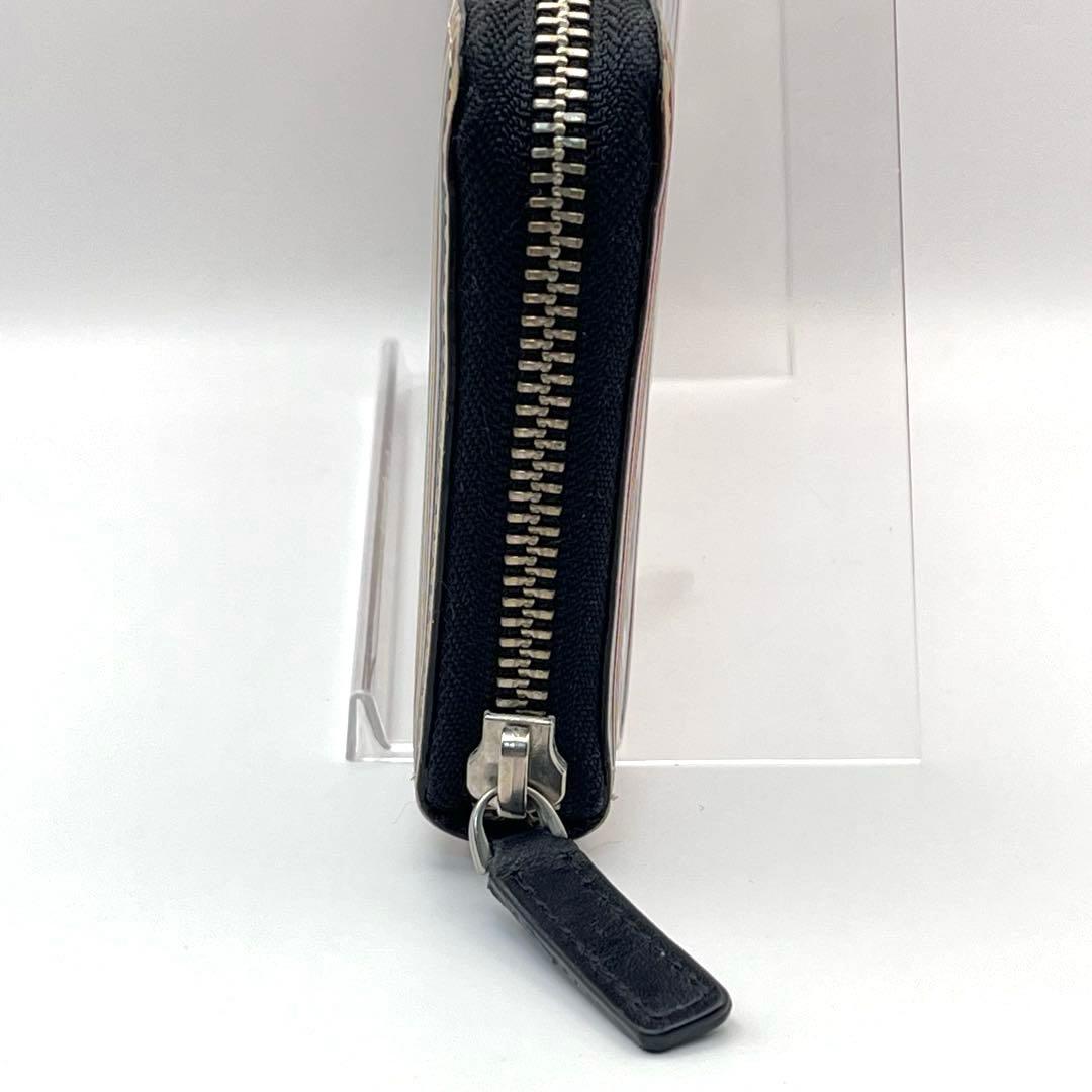 ポールスミス マルチストライプ ラウンドファスナー 長財布 黒