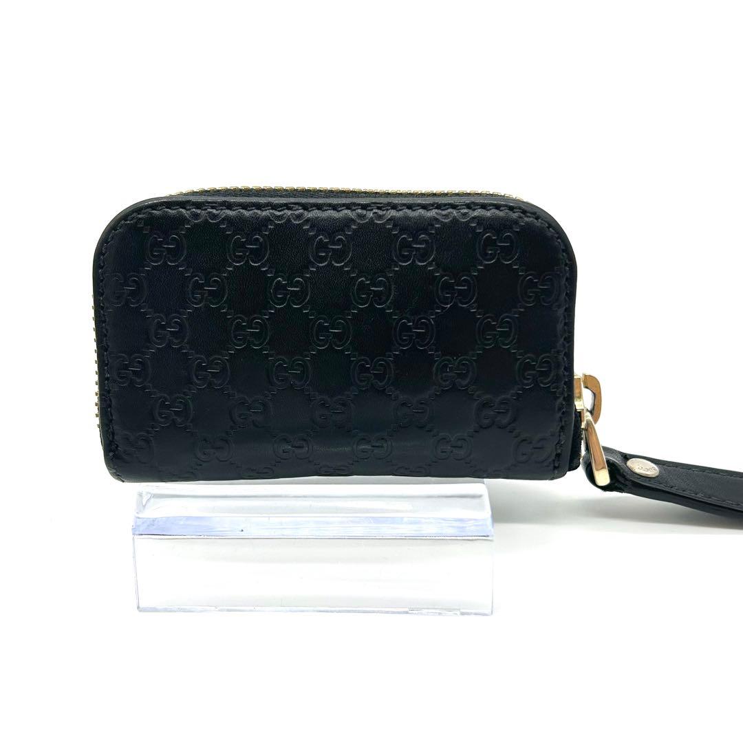 極美品　グッチ　ラウンドファスナー　マイクロシマ　ケース　ブラック　黒