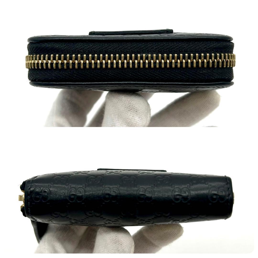 極美品　グッチ　ラウンドファスナー　マイクロシマ　ケース　ブラック　黒