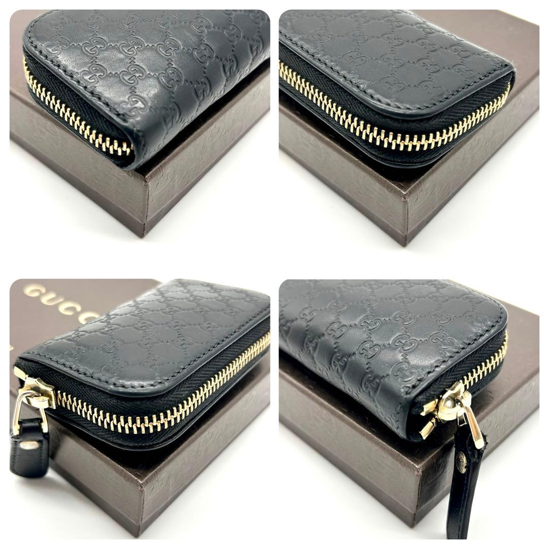 極美品　グッチ　ラウンドファスナー　マイクロシマ　ケース　ブラック　黒