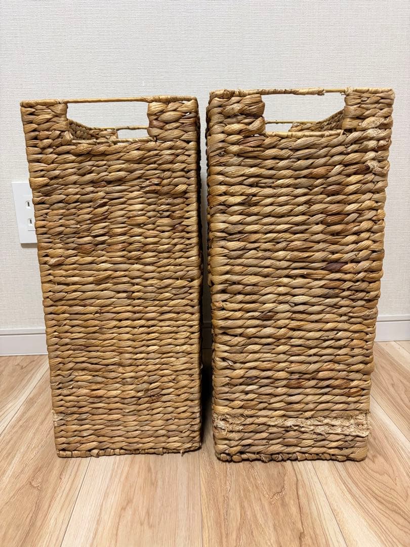 値引き可能！　天然素材 カラー編みバスケット２個