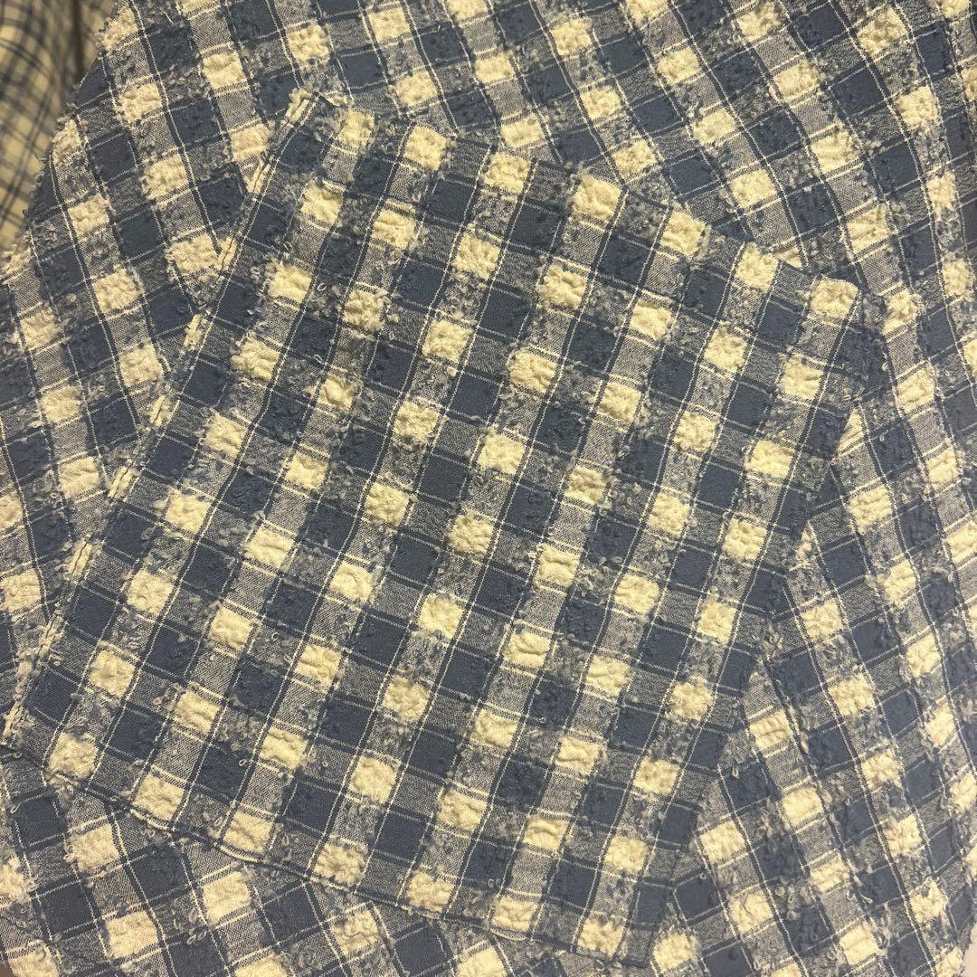 再値下げASKNOWASolacaアズノウアズオオラカ表面にこだわった格子シャツ