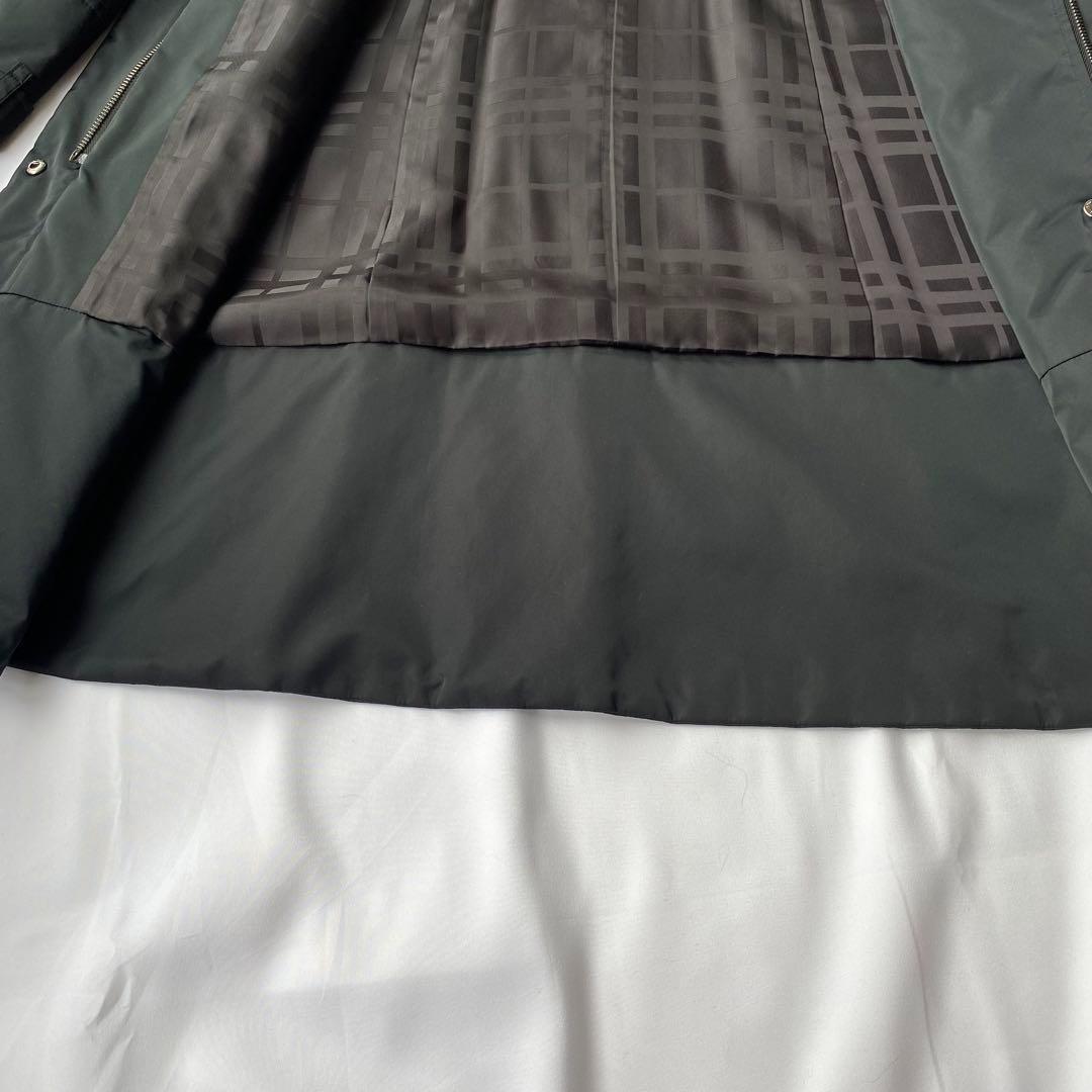 バーバリーロンドン フォックスファー シャドーチェック 中綿コート 黒