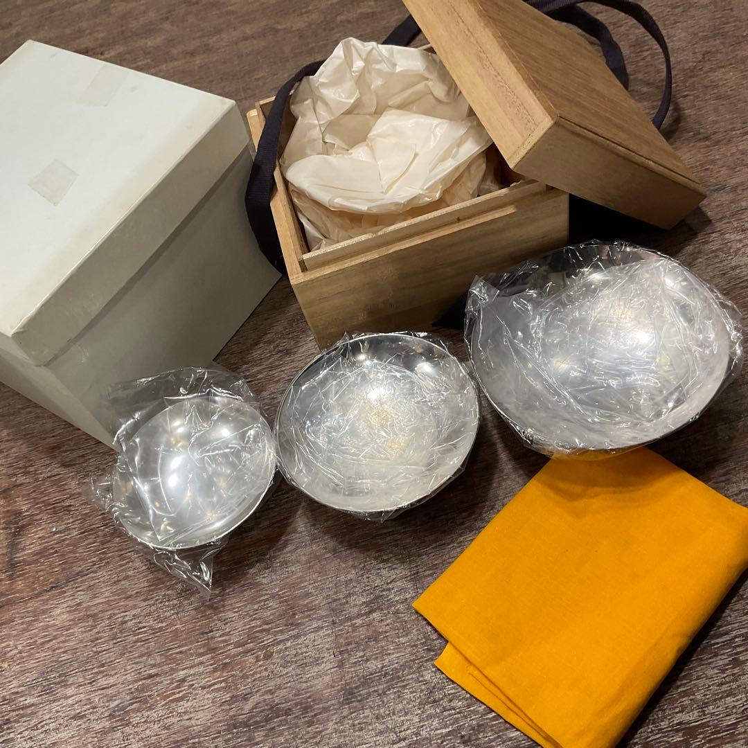 未使用！銀盃 銀杯 純銀 御盃 SILVER 銀 杯 盃 共箱 3個セット