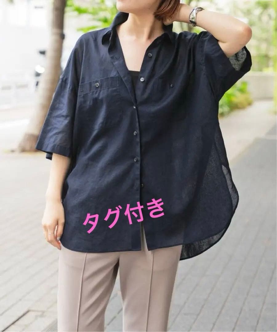 コットンリネンハーフスリーブシャツ