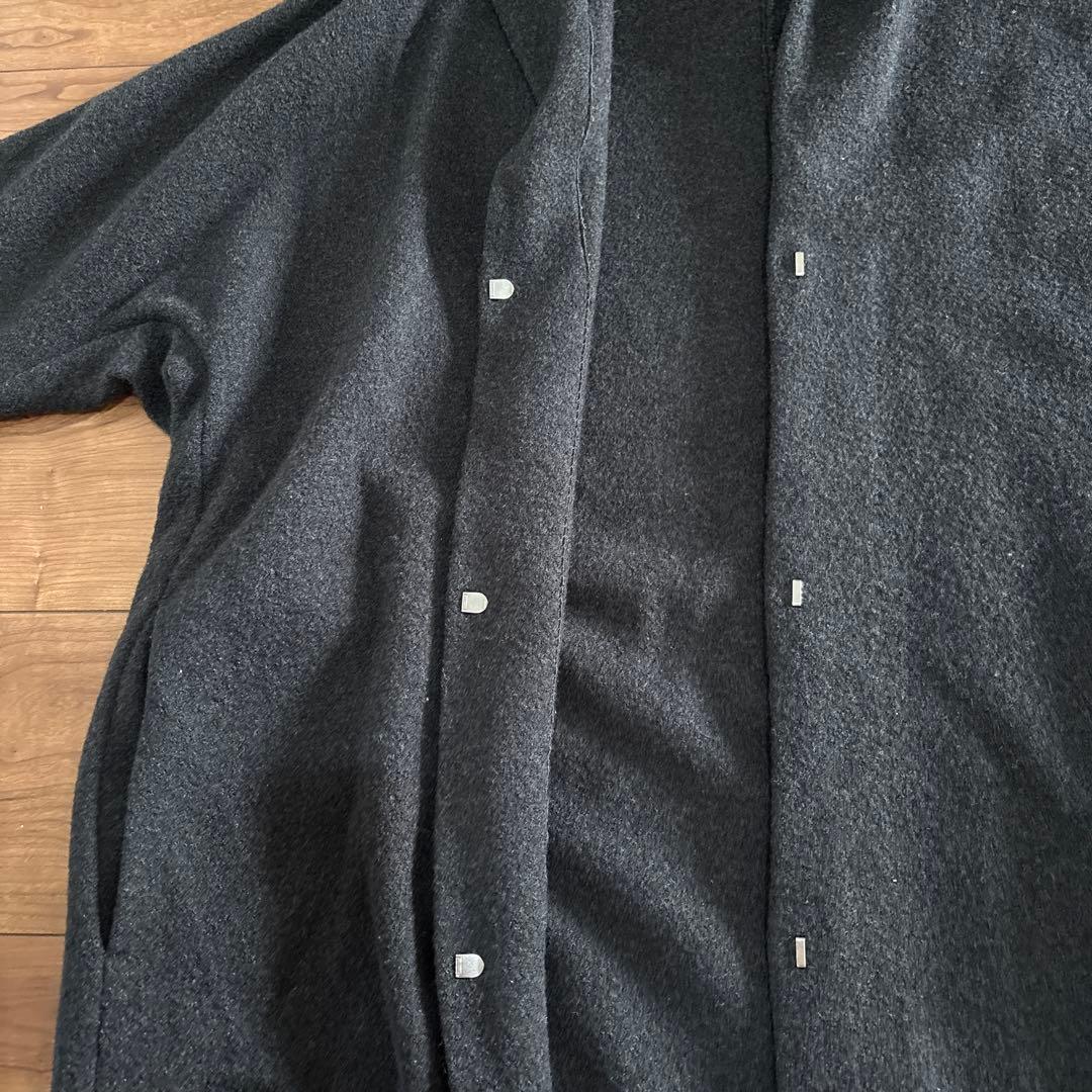 evam eva プレスウール　フーディッド　ロングコート　チャコール