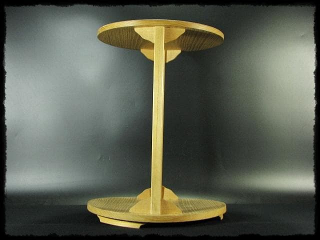 駒沢 利斎 利休好 桐 丸卓 棚物 茶道具 千家十職 指物師 共箱 f309