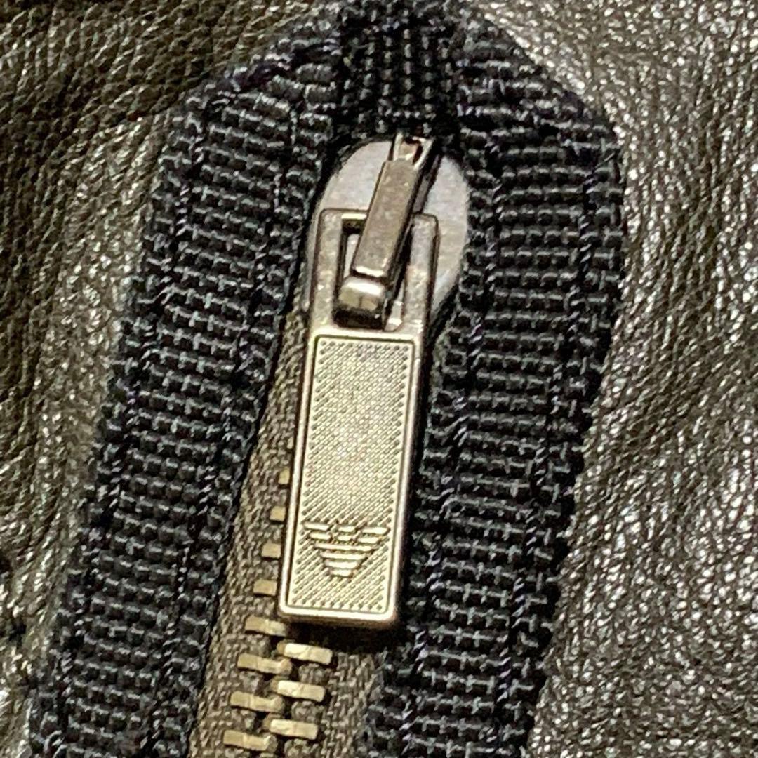 ARMANI エンポリオアルマーニ レザー ジャケット 羊革 ロゴプレート 50