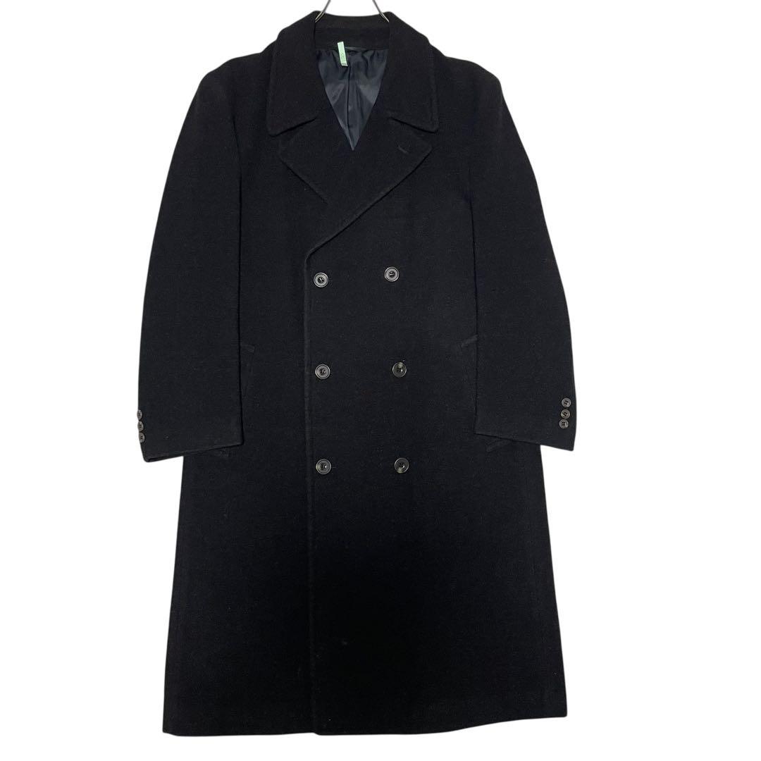 【大きいサイズ×日本製】ウール マキシ丈ダブルチェスターコート ブラック XL