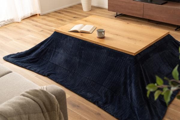 おしゃれ ふかふか かわいい 暖かい フリース 長方形 こたつ布団 ネイビー