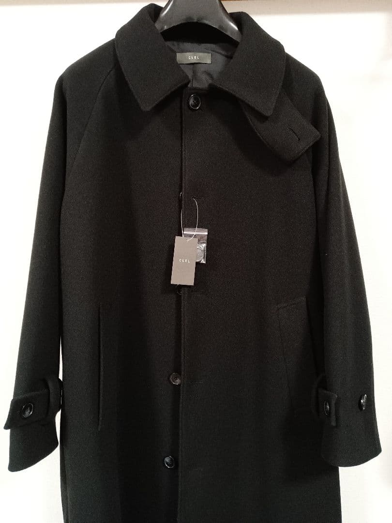【CLEL】新品 テックメルトンステンカラーコート（ブラック S）