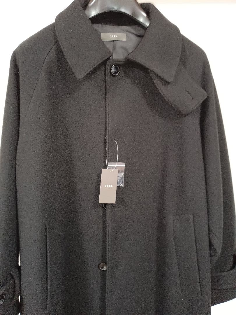 【CLEL】新品 テックメルトンステンカラーコート（ブラック S）