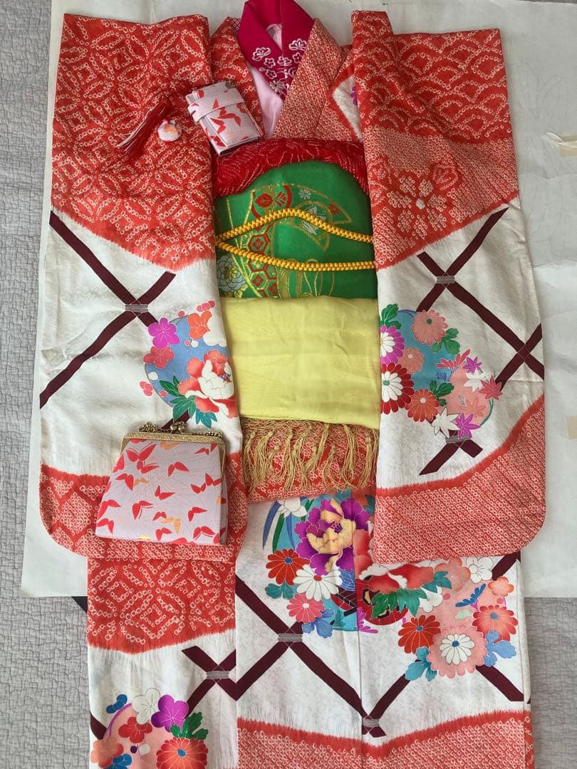 七五三　7歳　正絹絞り着物セット