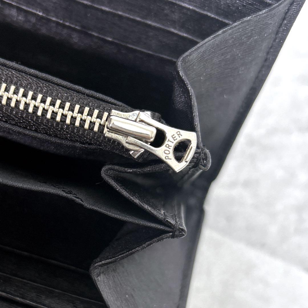【美品】PORTERポーター カレント レザー L字ファスナー 長財布 ブラック