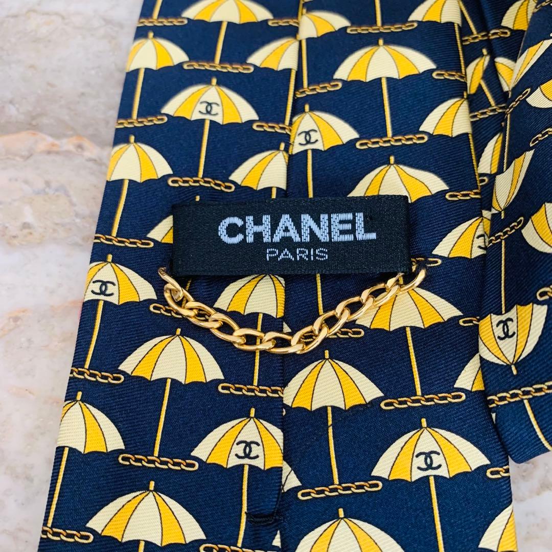 N311 新品未使用 シャネル 傘柄 総柄 ココマーク ネクタイ メンズ