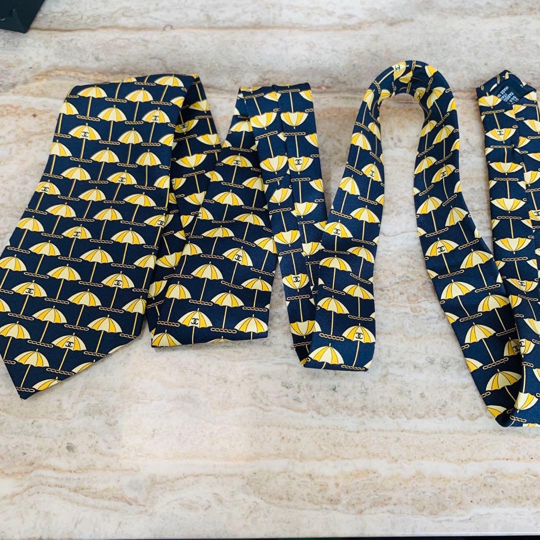 N311 新品未使用 シャネル 傘柄 総柄 ココマーク ネクタイ メンズ