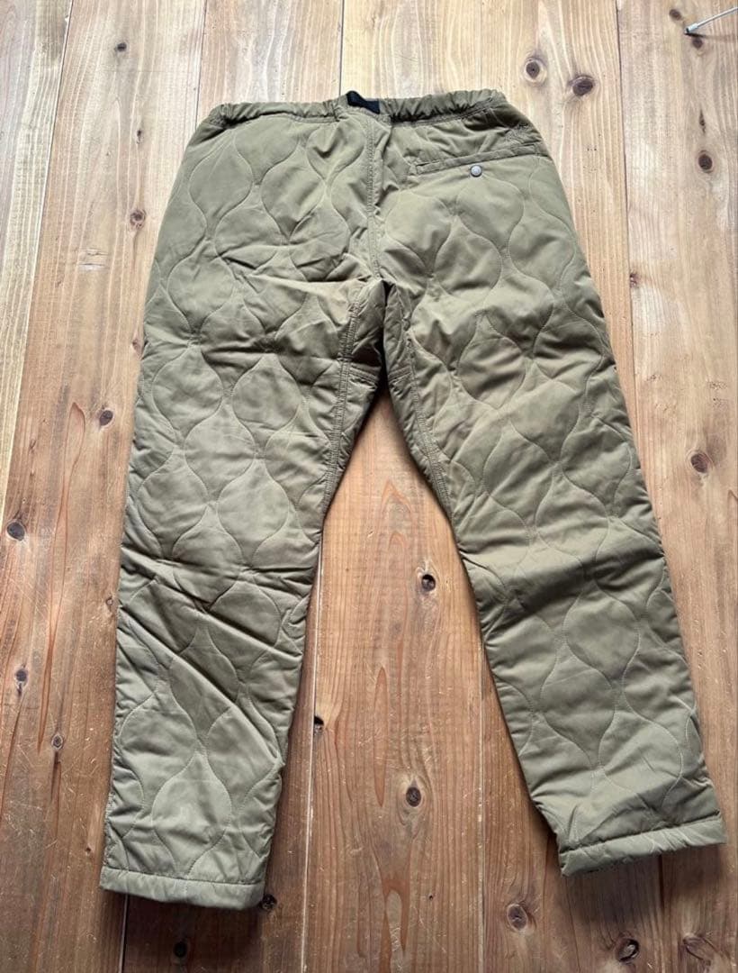 Rokx カーキ キルティングダウンパンツ