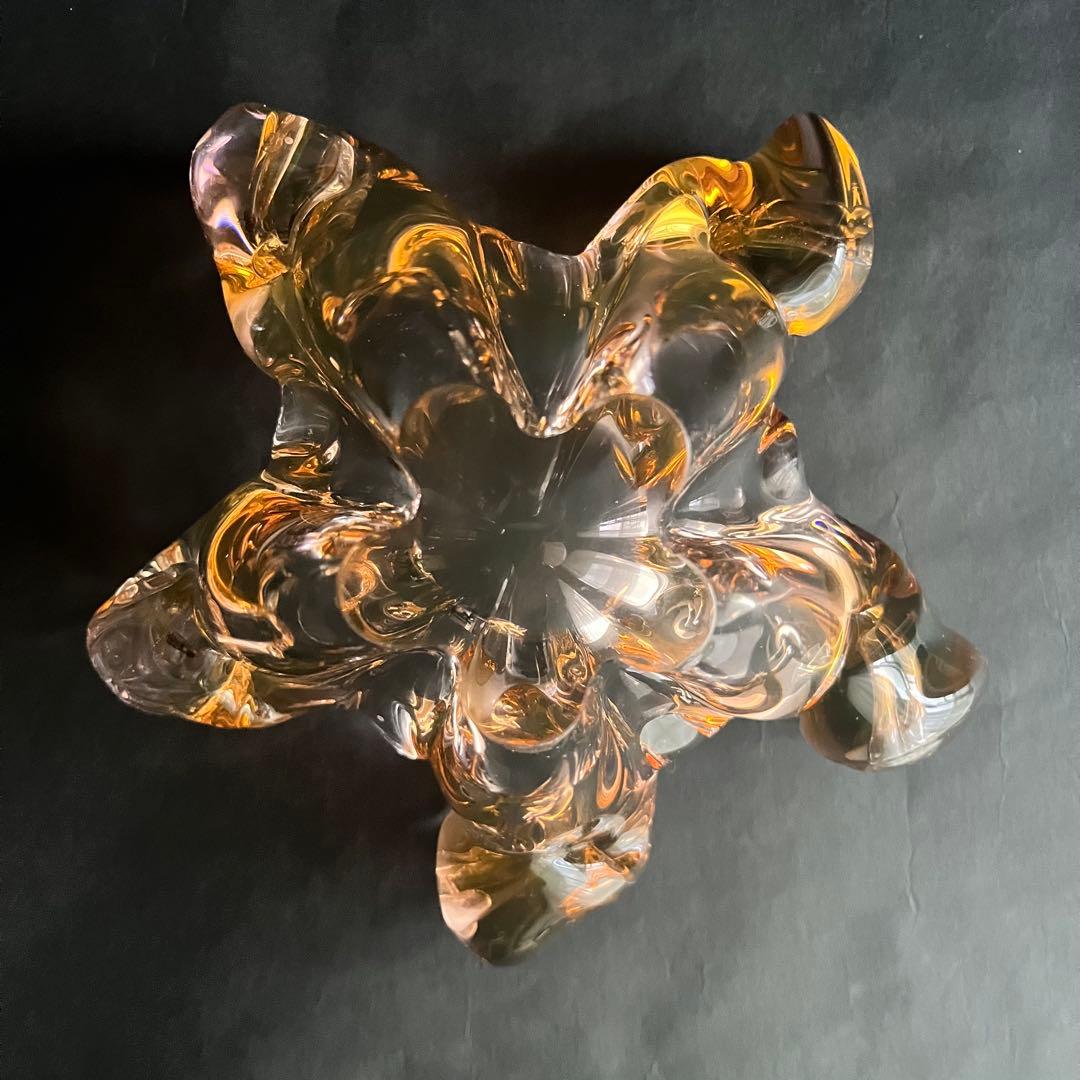 ★アンティーク★パリ発琥珀色のガラス製フラワーベース• 花器•花瓶