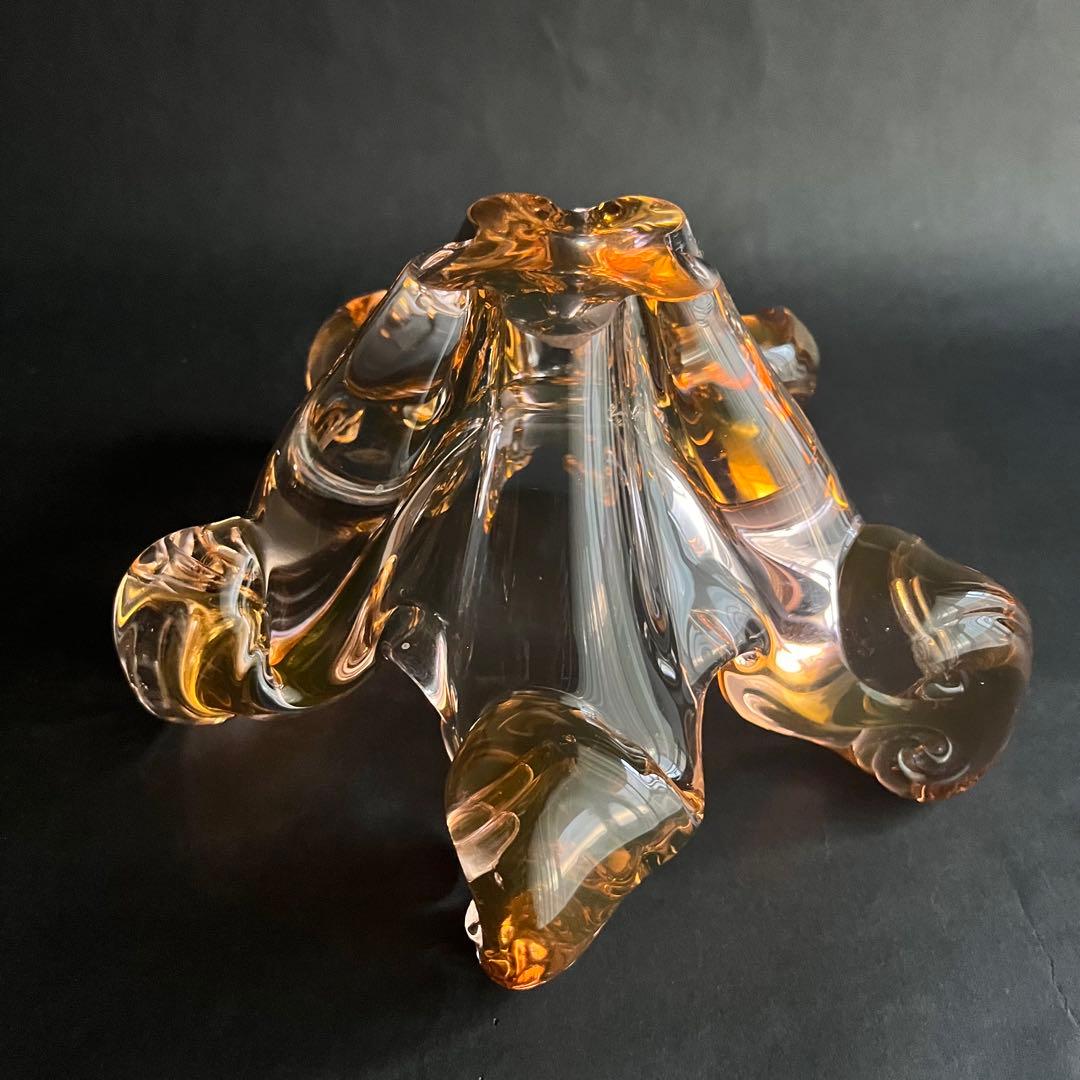 ★アンティーク★パリ発琥珀色のガラス製フラワーベース• 花器•花瓶