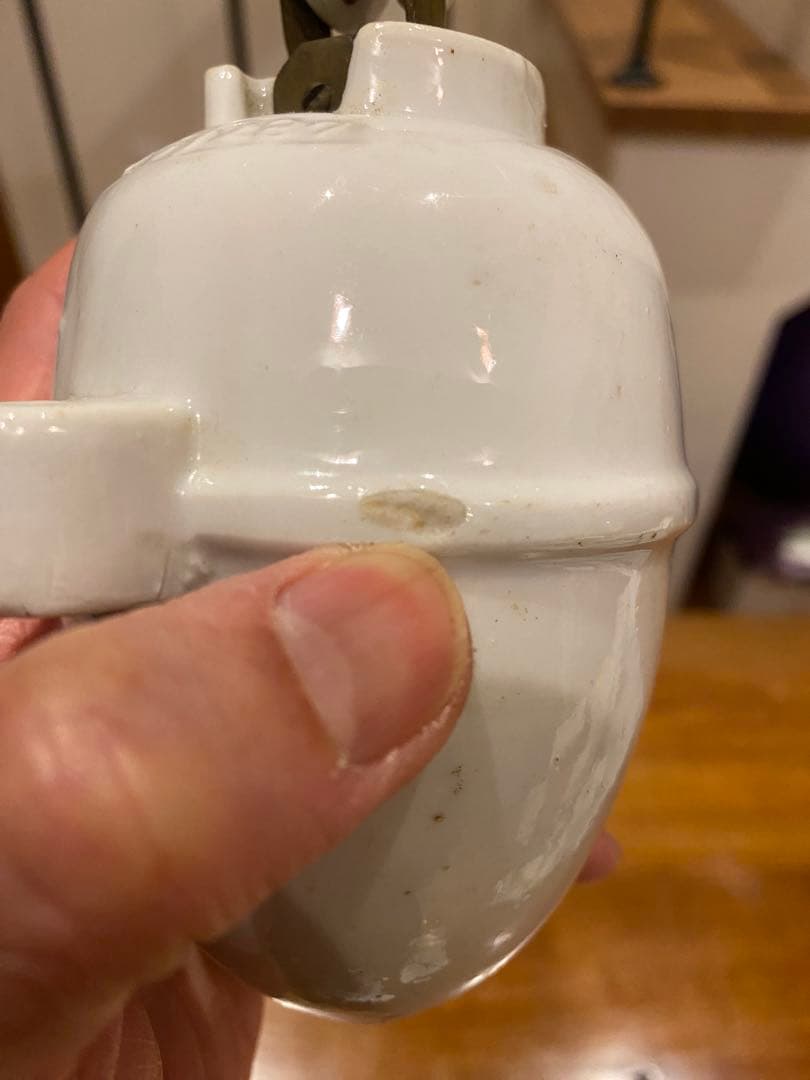 ⑦アンティーク　陶器　ペンダントライト滑車　バランサー　昇降機　照明器具