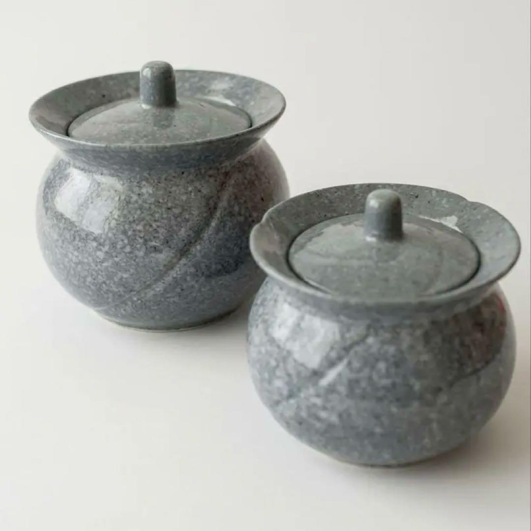 民藝調 蓋付き壺 2点セット｜陶器 蓋物 小壺 梅壺　塩壺　菓子入れ