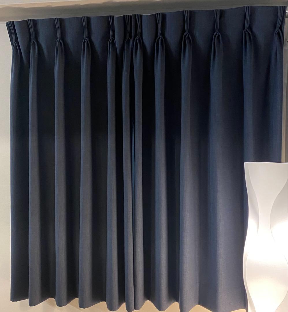 カーテン ドレープ レース セット 遮光1級 腰窓 フジエテキスタイル ブルー