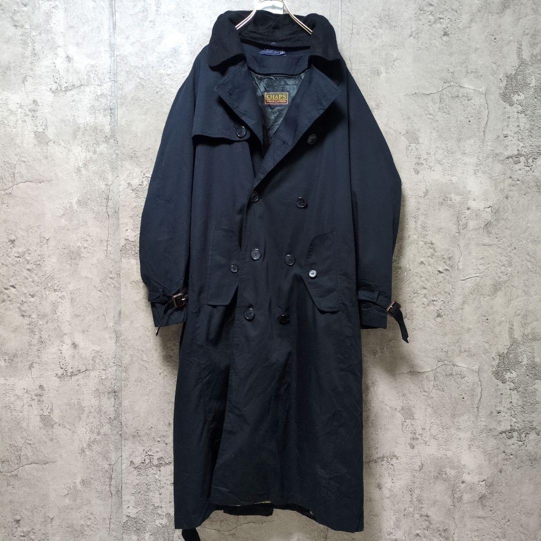 【レア物】ラルフローレン　チャップス　紺 ダブルブレスト トレンチコート　L