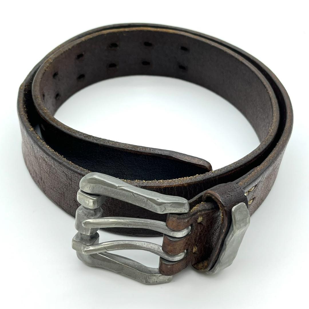 ヴィンテージワークス ベルト シルバーバックル ブラウン 茶 本革 レザー