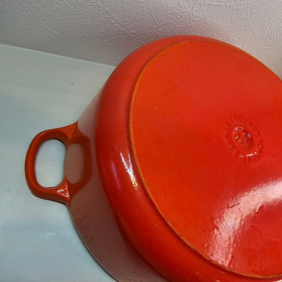 LE CREUSET ル・クルーゼ オレンジ 鋳鉄製 両手鍋 24cm
