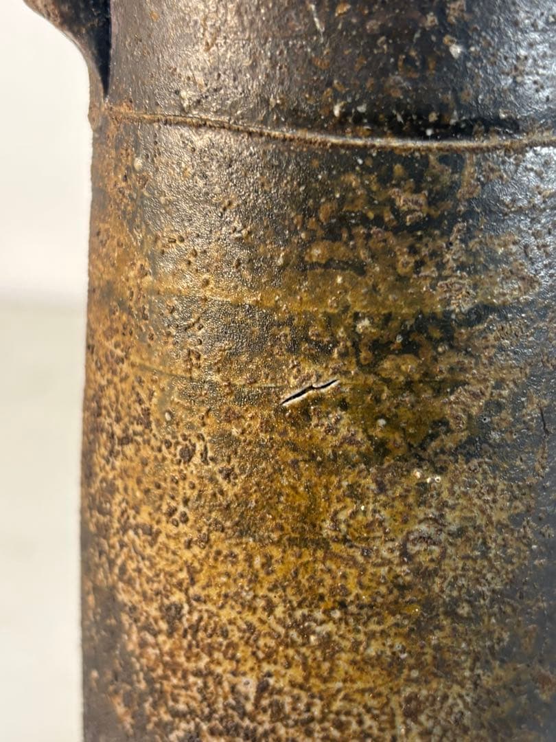 人間国宝 藤原啓 備前焼 窯変耳付き花入