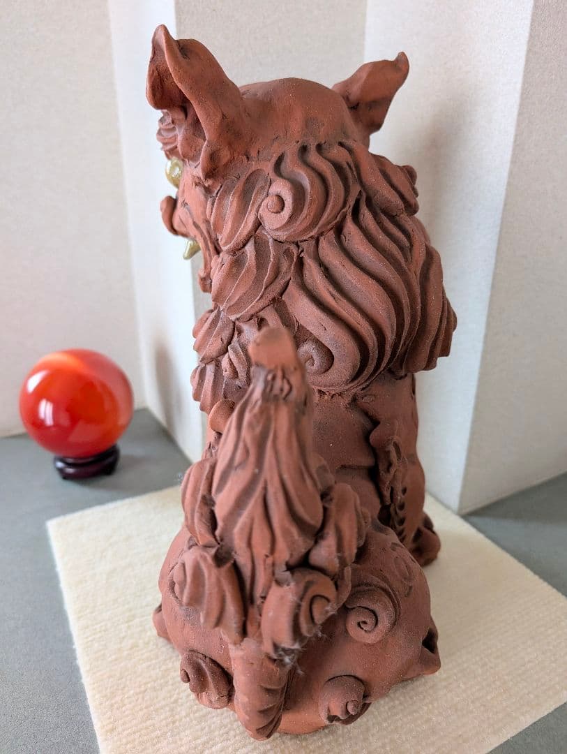 ◆手捻りシーサー　33cm　名波均 作 ❈魔除け、守り神、置物