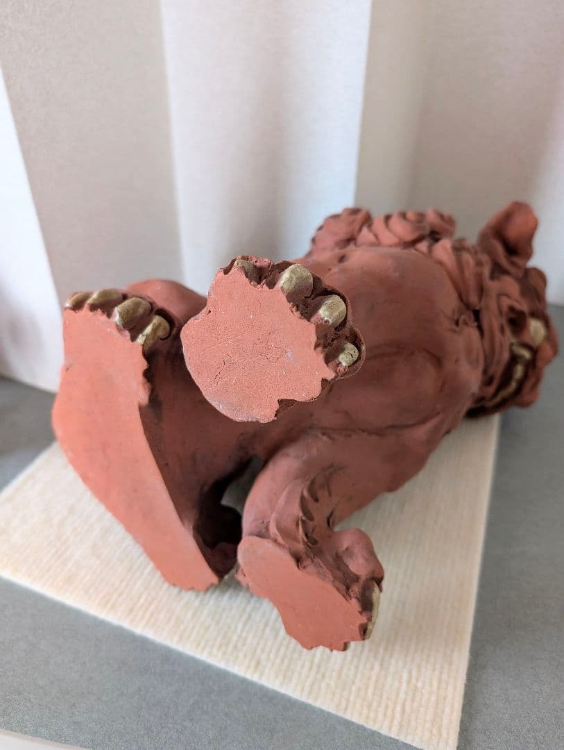 ◆手捻りシーサー　33cm　名波均 作 ❈魔除け、守り神、置物