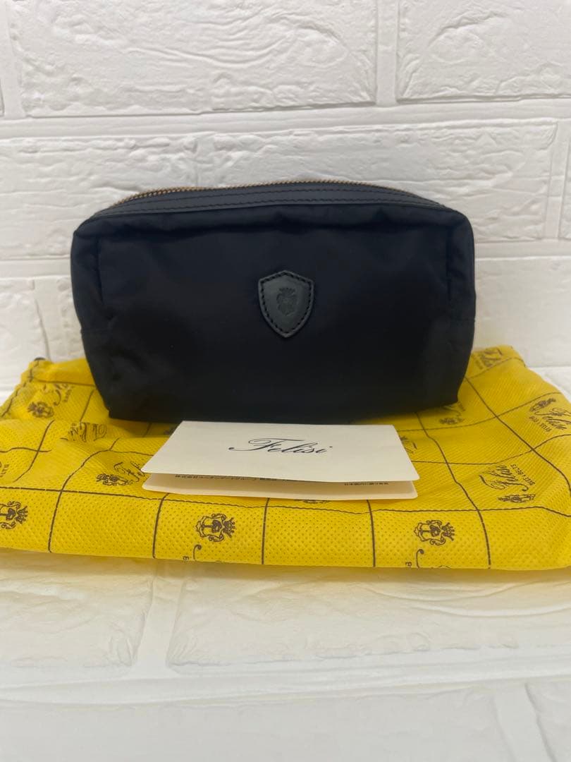 フェリージ Felisi 282/1 ナイロンレザーポーチ スクエア型 ブラック